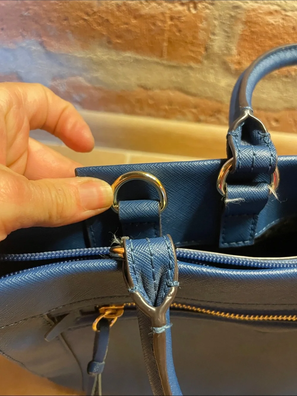 Rebecca Minkoff blue Saffiano leather tote